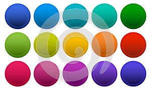 Colorful round buttons isolated on white background, rainbow colors. Vector