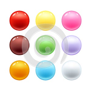 Colorful round candies set. Sweet dragee vector.