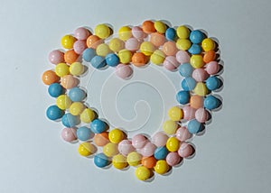 Colorful round candy heart frame