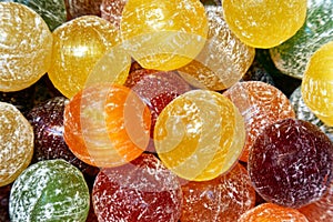 colorful, round, circular, globe shaped hard sweet Charms candy sour balls