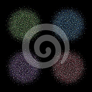 Colorful round dot backgrounds set, circles made of dots