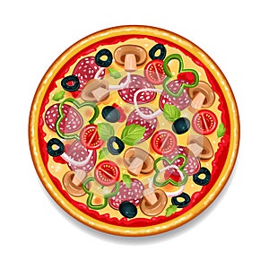 Colorful Round Tasty Pizza