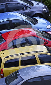 Colorful row of cars