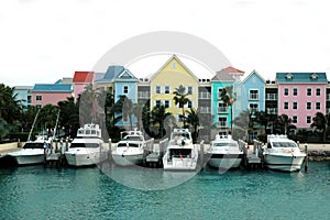 Colorful row of houses and boats