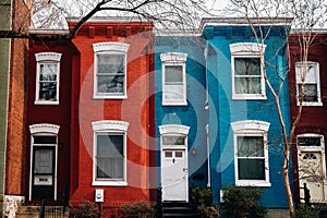 Colorful row houses in Capitol Hill, Washington, DC