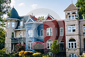 Colorful row houses in Capitol Hill, Washington, DC