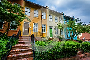 Colorful row houses in Georgetown, Washington, DC photo