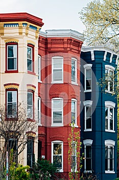 Colorful row houses near Logan Circle, in Washington, DC