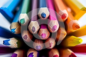 Colorful row of pencils organized and ready for creative expression
