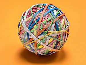 Colorful rubber band ball photo