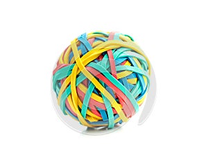 Colorful rubber bands ball isolated on white background