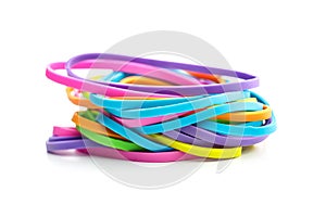 Colorful rubber bands isolated on white background