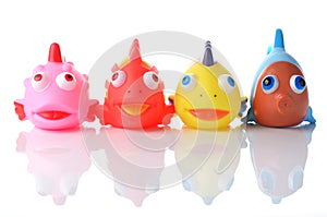 Colorful rubber fish bath toy set