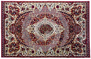 Colorful rug with oriental ornaments isolated on white backgroun
