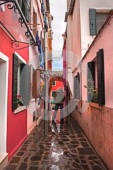 Colorful rural buildings of Island Burano, Venice, Italy