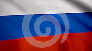 Colorful Russia flag waving in the wind. Flag of Russia background