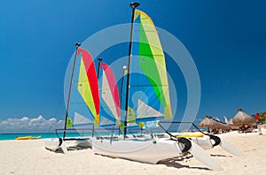 Colorful sail catamarans