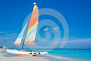 Colorful sailboat on the beach of Varadero in Cuba