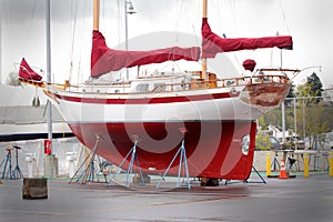 Colorful Sailboat in Dry Dock