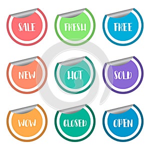 Colorful sale badge peeling sticker label set