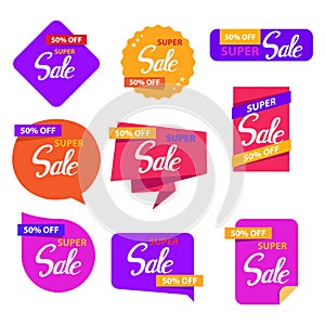 Colorful sale sticker set design