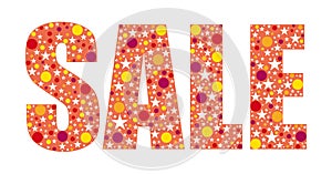 Colorful sale word. Light red illustration.