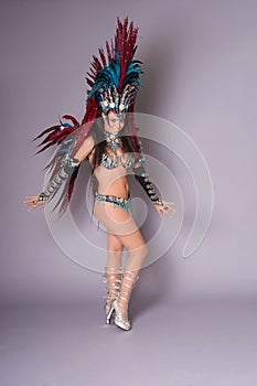 Colorful samba dancer, on grey background