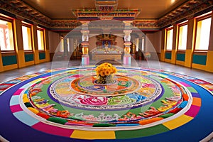 colorful sand mandala in a serene temple