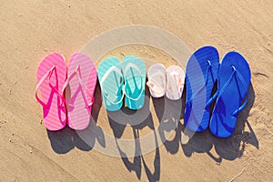 Colorful sandals at the beach