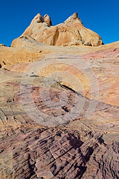 Colorful sandstone mountain ridge in valley of fire