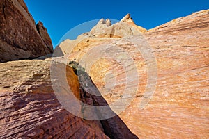 Colorful sandstone mountain ridge in valley of fire