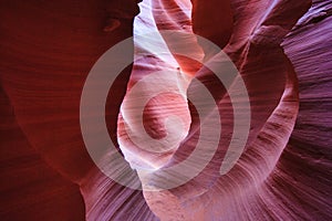 Colorful sandstone walls of Upper and Lower Antelope Canyon near Page Arizona