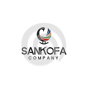 Colorful SANKOFA COMPANY Peacock bird logo design photo