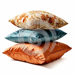 Colorful Satin Pillows In Teal And Orange - Hyacinthe Rigaud Style