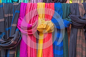 Colorful of scarves in a textiles market