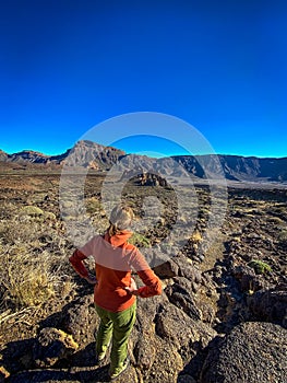 Colorful scenic landscape of moon rise in Tenerife national park of Teide