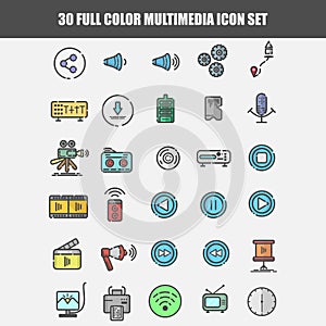 Simple set multimedia icon set
