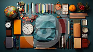 Colorful school items