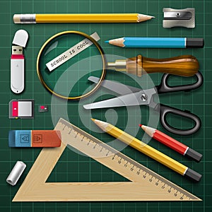 Colorful school supplies