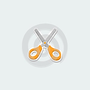 Colorful school symbol - open yellow scissors