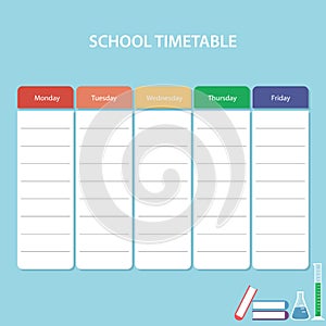 Colorful school timetable card with weekdaysMobile