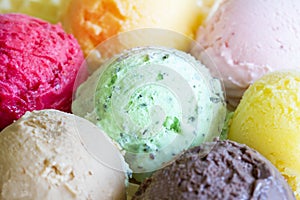 Colorful scoops ice cream background concept