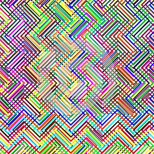 Colorful scribble, cross hatch geometric lines pattern. Intersecting zig-zag, squiggle lines multicolor background. Interlocking,