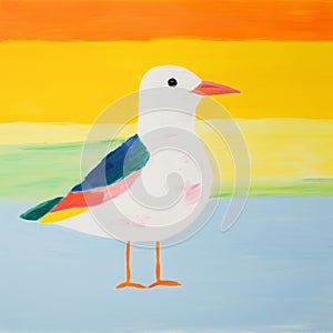 Colorful Seagull: Minimalist Artwork With Bold Colors