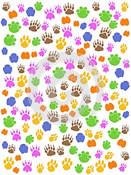 Colorful seamless animals footprint