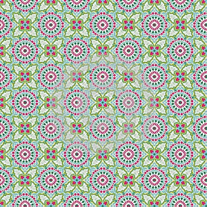 Colorful seamless arabian pattern with climbing plants and decorative elements. Indian vector wallpaper. Floral design for