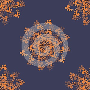 Colorful Seamless background with Orange Abstract Flowers