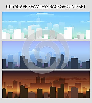 Colorful Seamless City scape Set