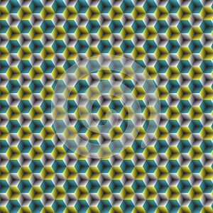 Colorful Seamless 3D Cube Geometric Pattern with Optical Effect