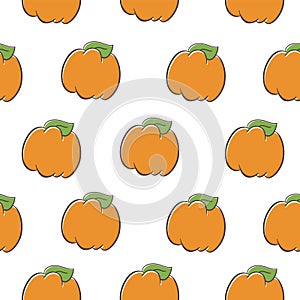 Colorful seamless fall pattern with pumpkins